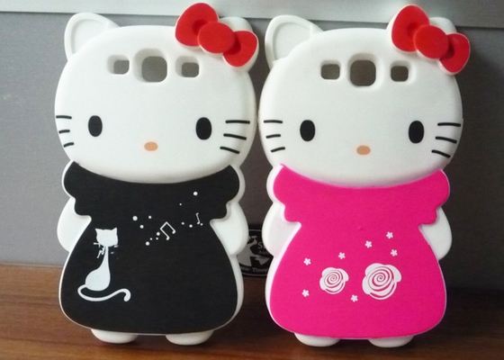Tampas protetoras do telefone do silicone colorido de Hello Kitty para a galáxia 3 i9300 de Samsung