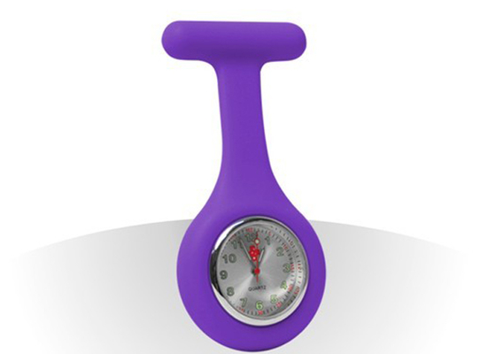 Purple caso branco Dial preto Arabic números Pocket enfermeira Fob estilo Pin Watch