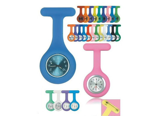 Adverting promoção Gift Silicone enfermeira Fob Watch ajustável Pullout tempo botão