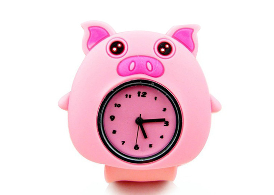 Linda rosa porco silício Slap pulseira pulso relógios para meninas com logotipo personalizado