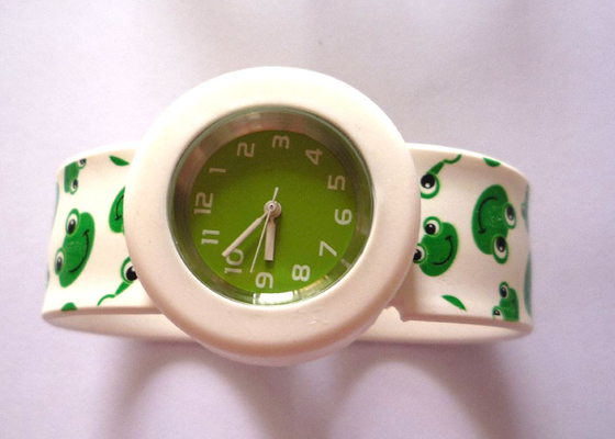 3ATM verde Sapo Kids Slap Silicone Pulseira relógios com movimento de quartzo preciso