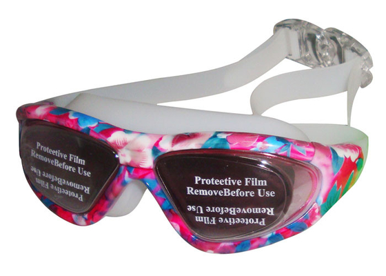 Ângulo largo nadador dos óculos de proteção de segurança dos vidros da prescrição branca azul de Rosa